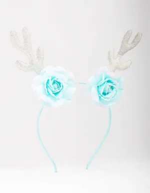 Kids Fabric Christmas Rose Sequin Antler Headband