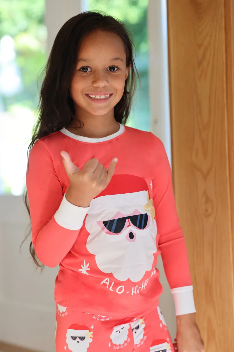 Kids Pajama Set, Alohohoha Santa Red