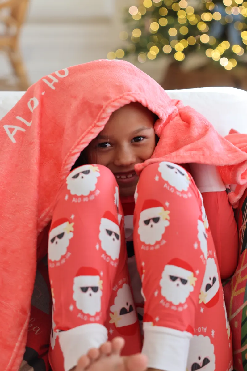 Kids Pajama Set, Alohohoha Santa Red