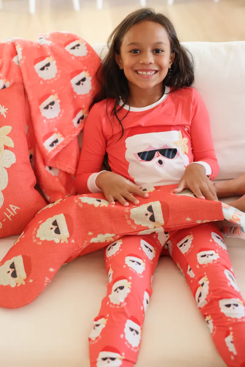 Kids Pajama Set, Alohohoha Santa Red