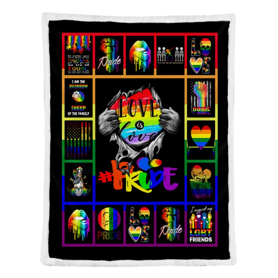 LGBTQ Pride Blanket. I Am Rainbow Sheep Quilt Blanket Large Size For Couple Gay Man, I Support My Lgbt Friend