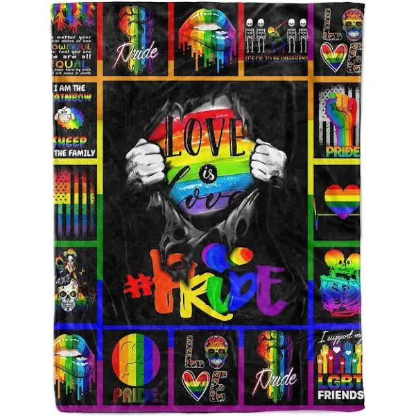 LGBTQ Pride Blanket. I Am Rainbow Sheep Quilt Blanket Large Size For Couple Gay Man, I Support My Lgbt Friend