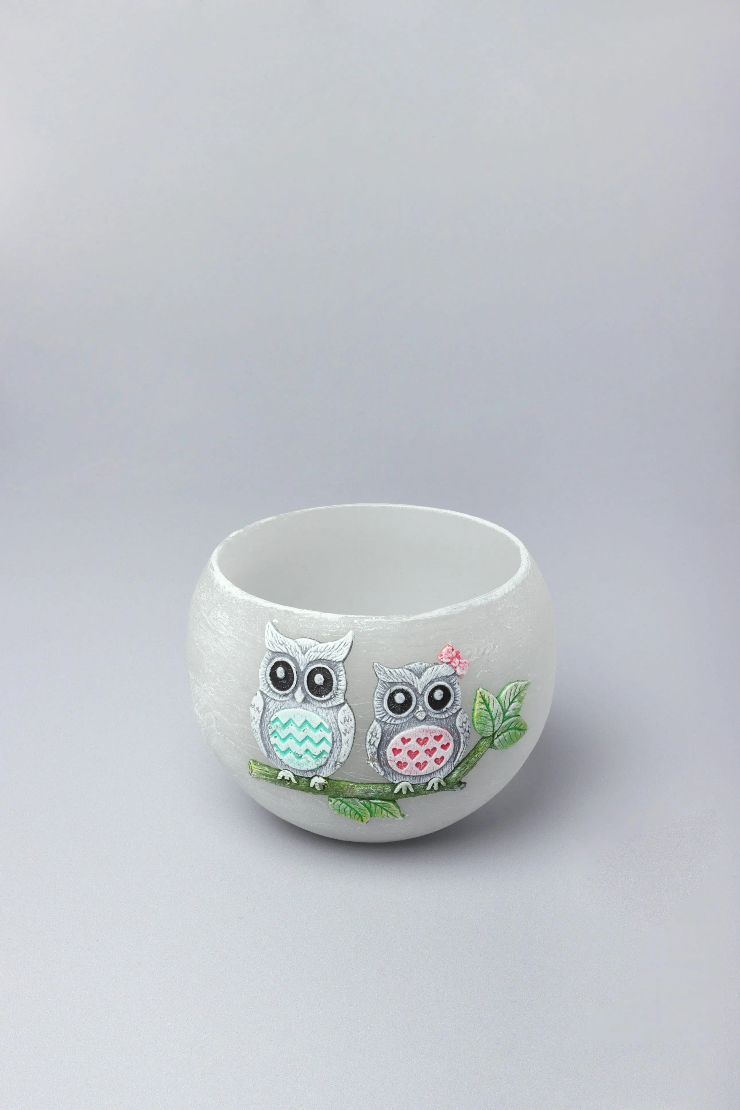 Limited Edition Grey Owl Figure Couple Candles