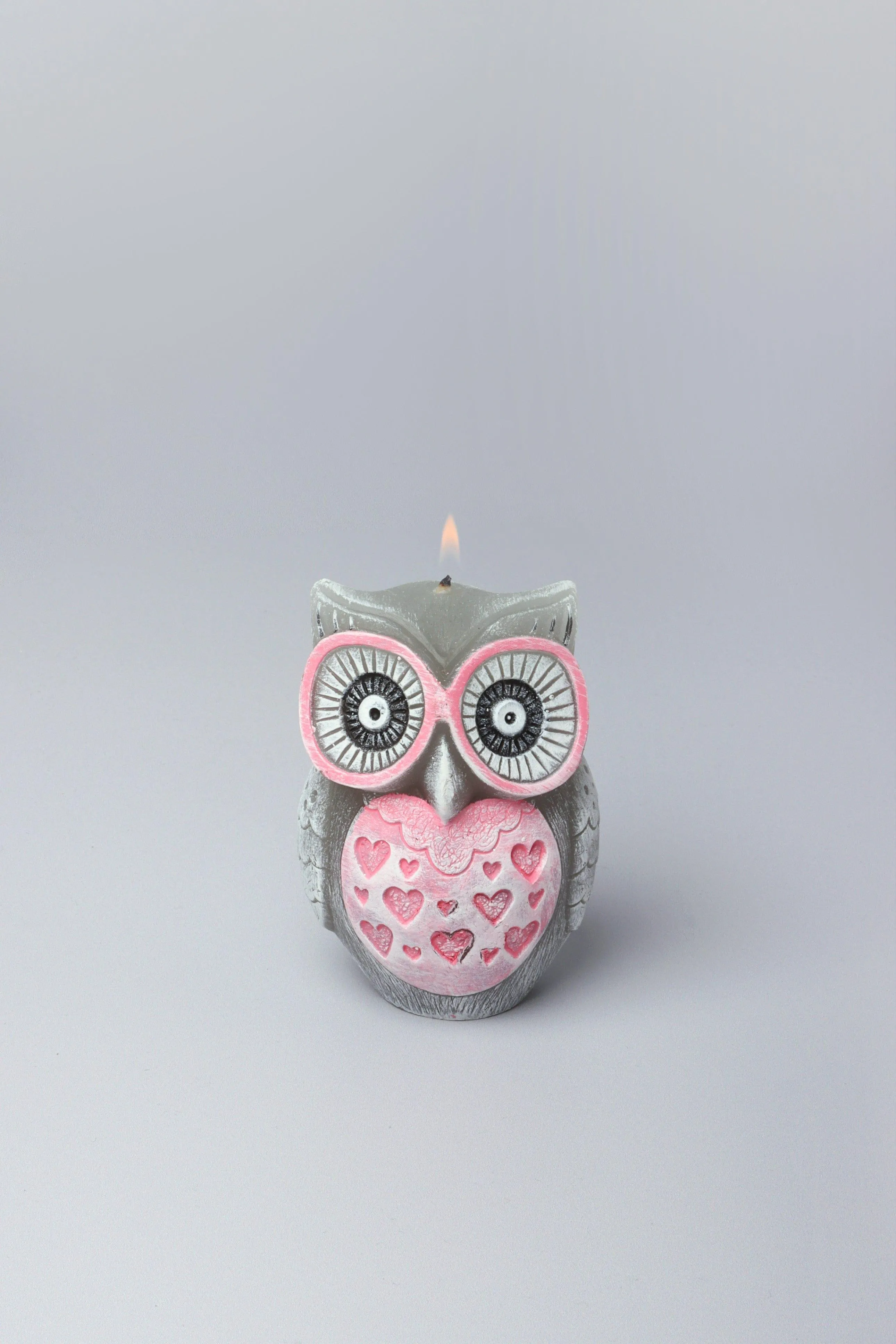 Limited Edition Grey Owl Figure Couple Candles