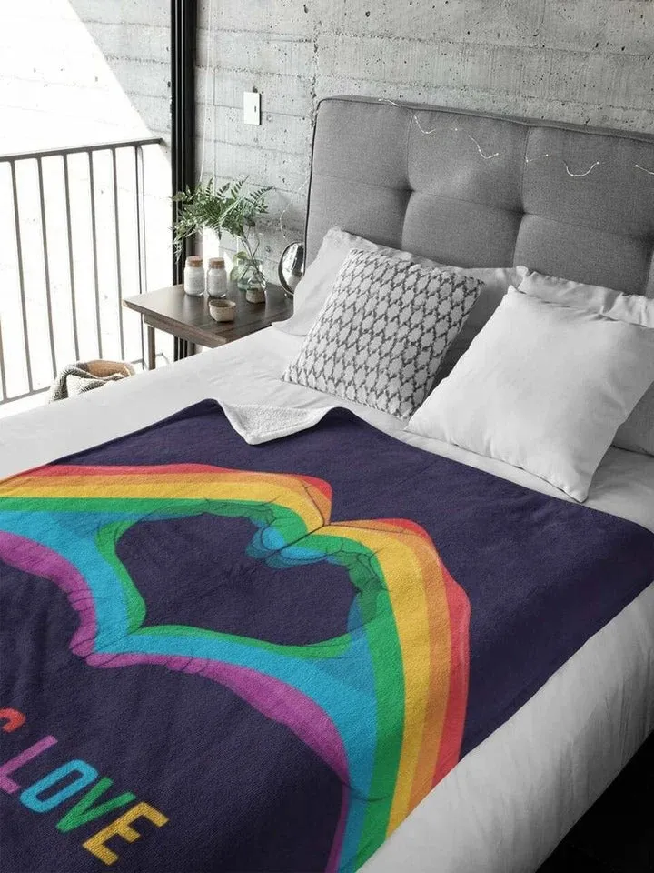 Love Is Love Pride LGBT Sherpa Fleece Blanket, Pride Blanket