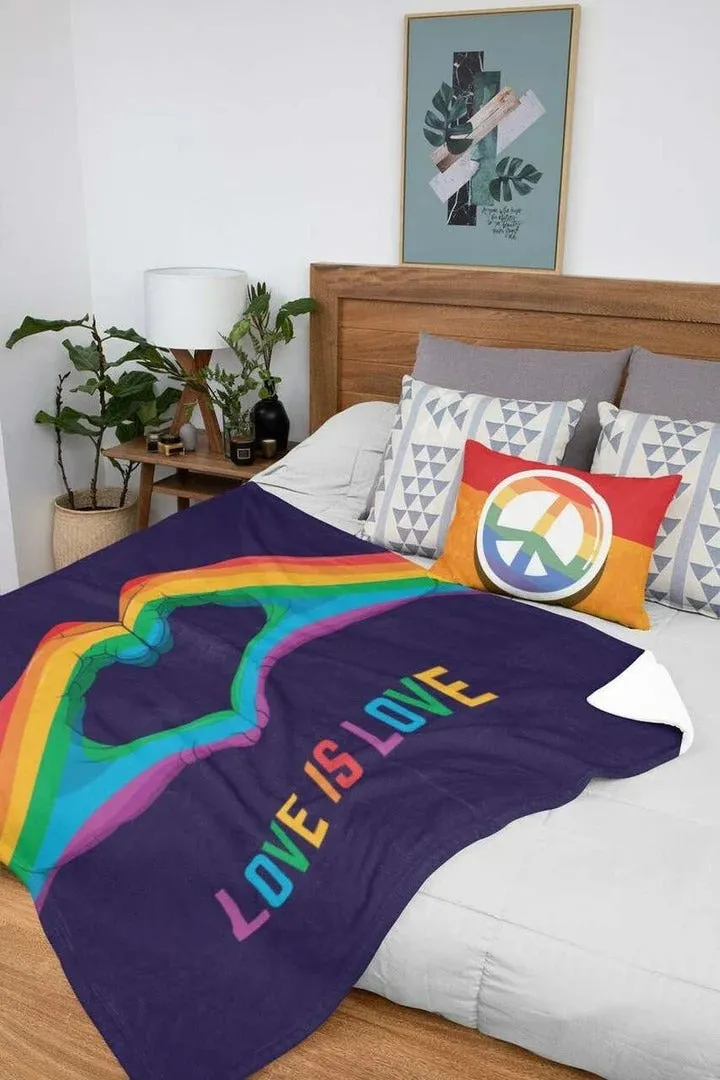 Love Is Love Pride LGBT Sherpa Fleece Blanket, Pride Blanket