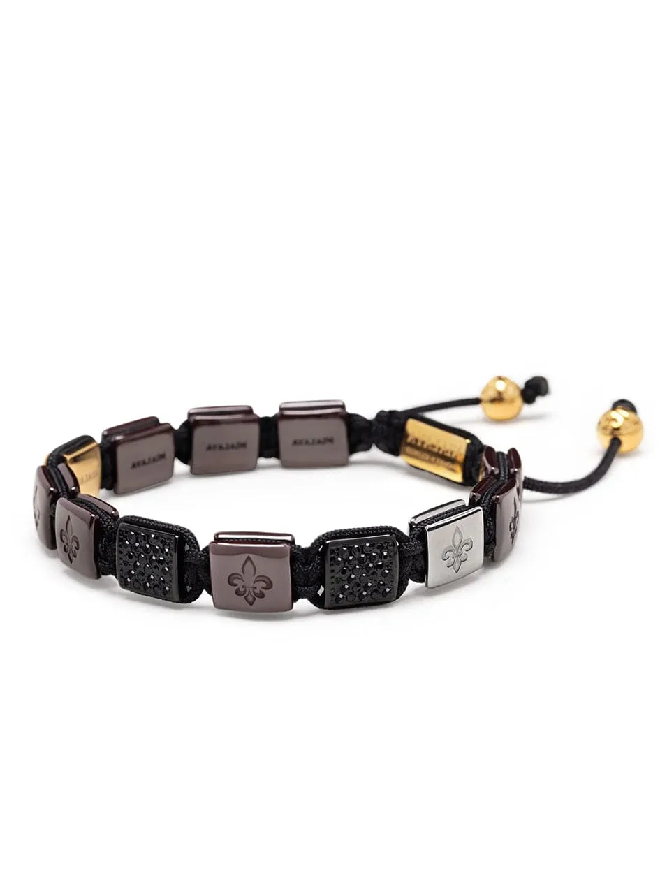 Men's Ceramic Flatbead Bracelet in Red and Black