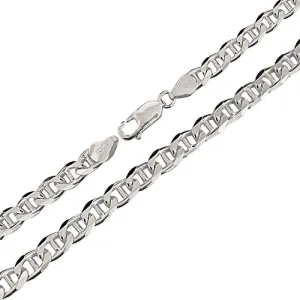 Mens Silver Chain Necklace | 925 Sterling Silver 6.5mm Marina Chain Necklace | Solid Thick Chain For Men