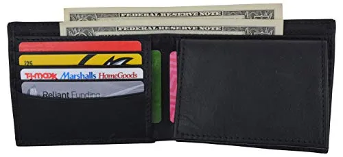 Mens Wallets Genuine Leather Bifold Extra Capacity with Removable ID Wallet Insert RFID Blocking Card Holder lightweight