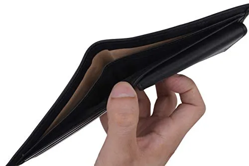 Mens Wallets Genuine Leather Bifold Extra Capacity with Removable ID Wallet Insert RFID Blocking Card Holder lightweight