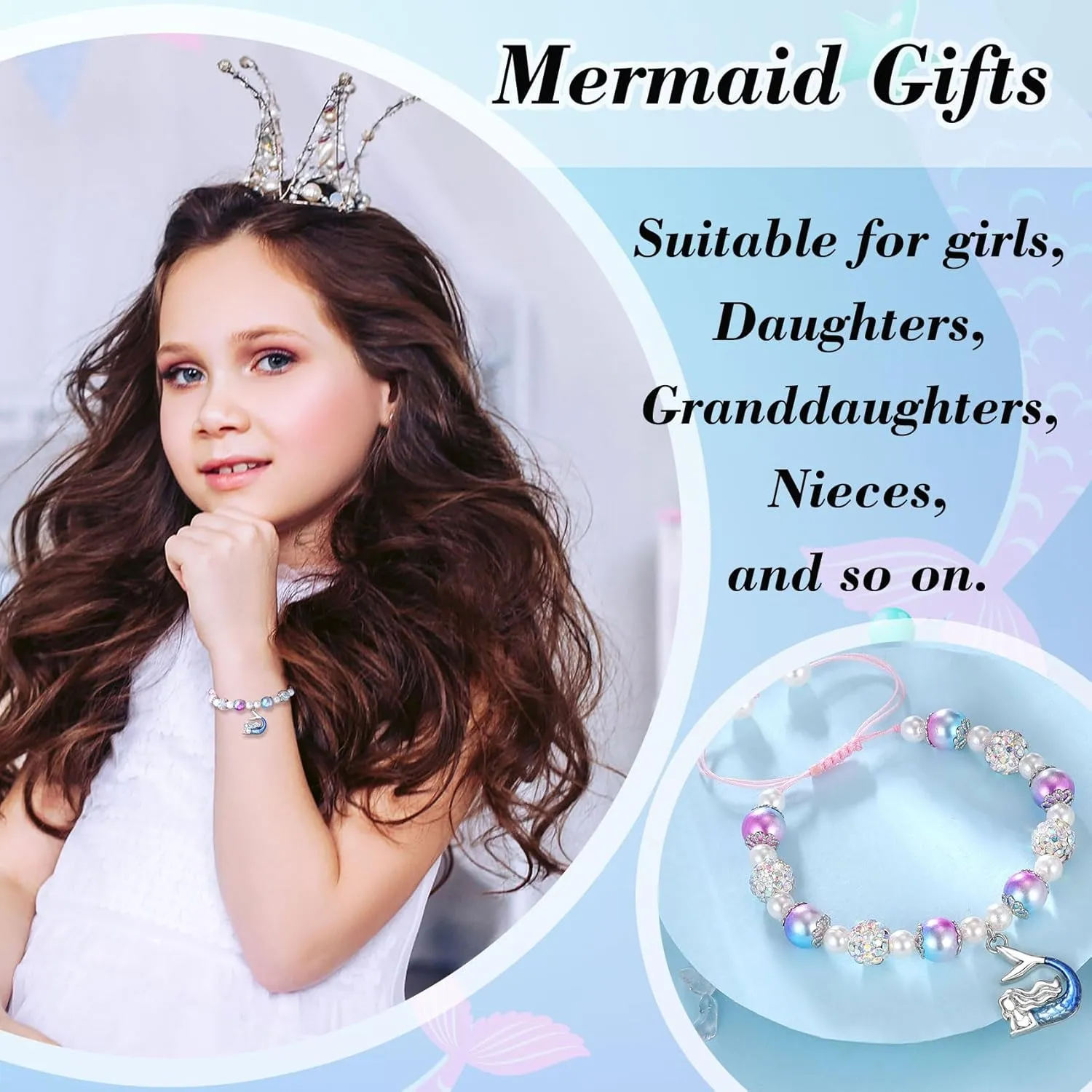 Mermaid Gifts for Girls Graduation Birthday Christmas Bracelets for Girls Daughter Granddaughter Niece