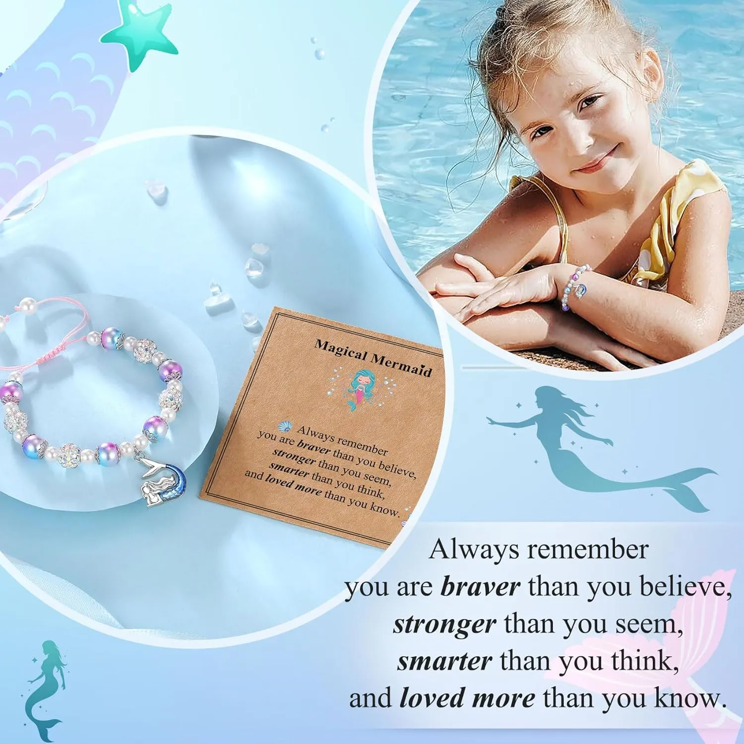 Mermaid Gifts for Girls Graduation Birthday Christmas Bracelets for Girls Daughter Granddaughter Niece