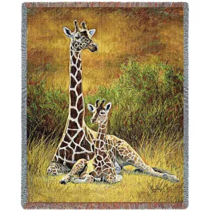 Mother and Son Woven Cotton Throw Blanket by Lucie Bilodeau©