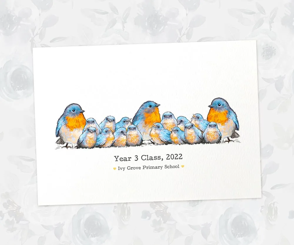 Personalised Bluebird Best Teacher Print