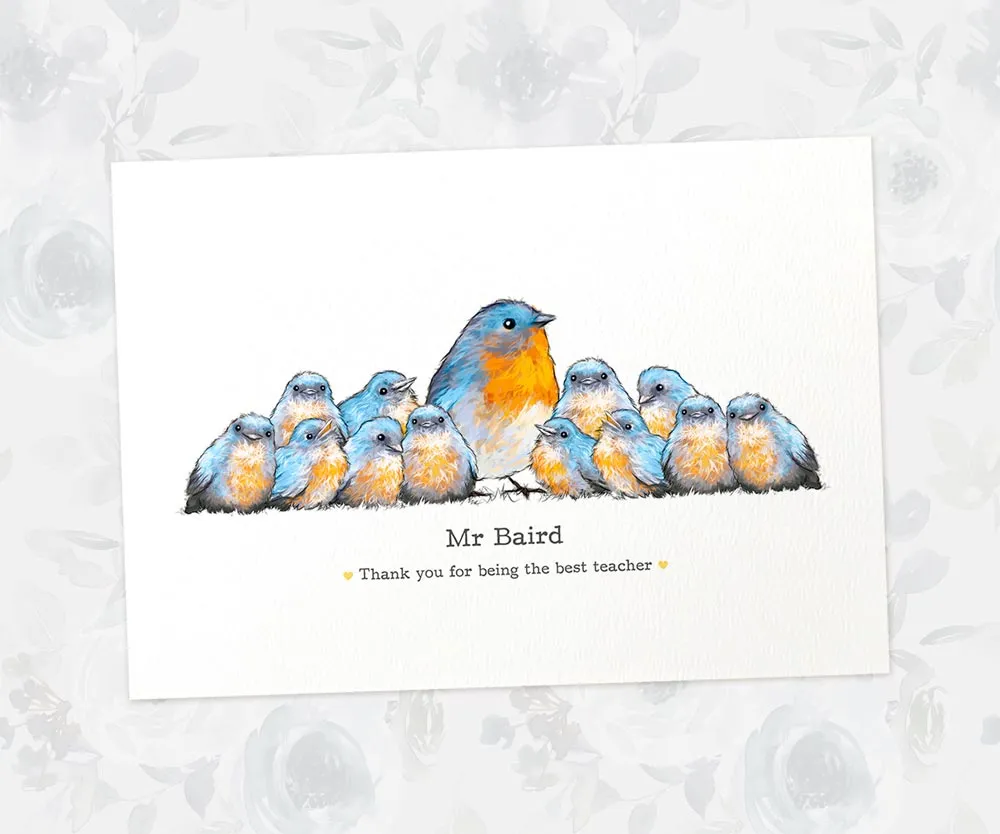 Personalised Bluebird Best Teacher Print