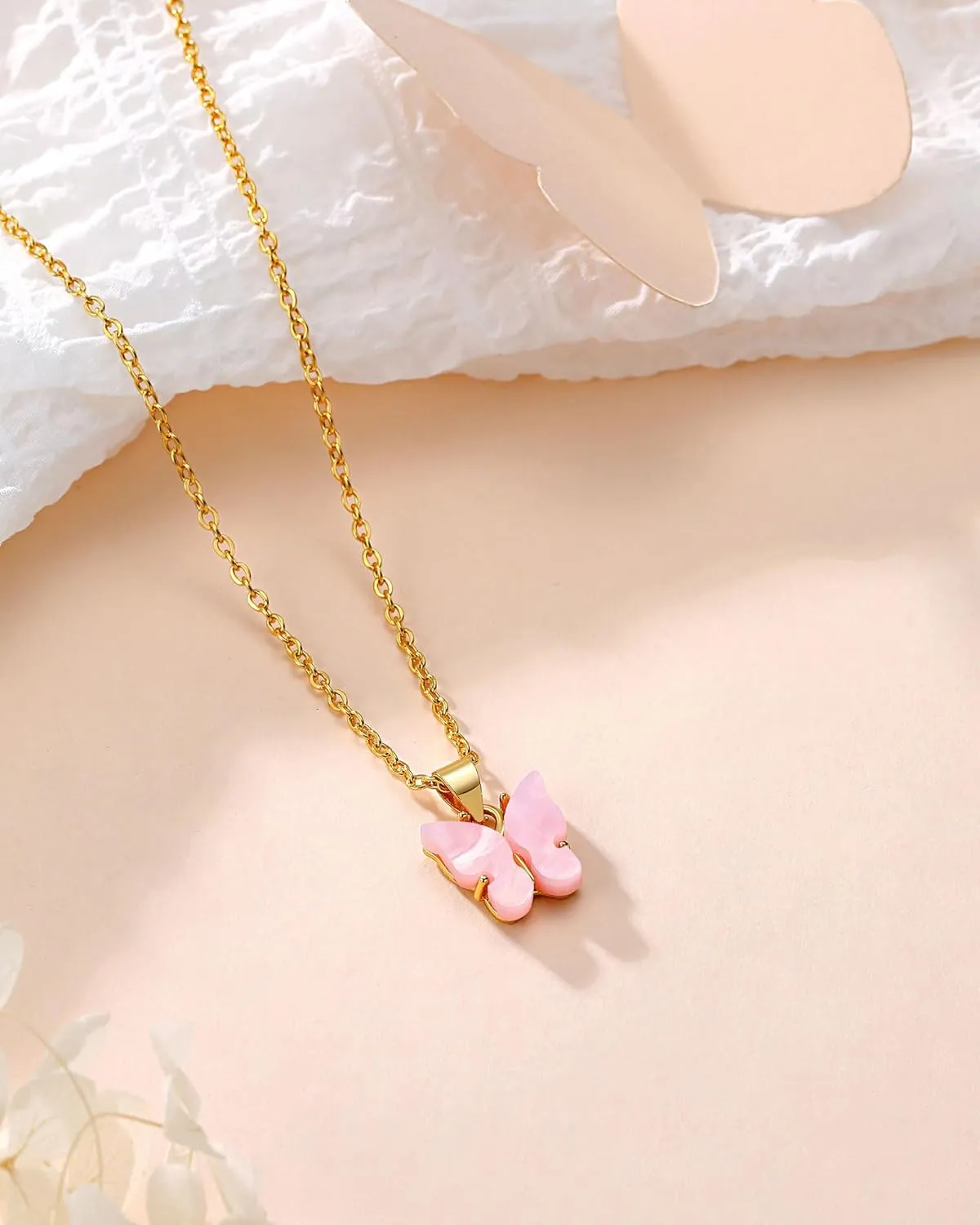 Pink Butterfly Necklace for Granddaughter Daughter Birthday Christmas Graduation Easter Gifts