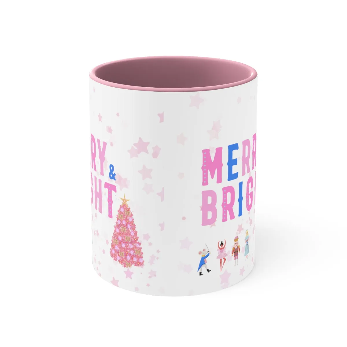 Pink Nutcracker Mug, Pastel Christmas Mug, Trendy Pink Star Coffee Mug, Tumblr Mug, Aesthetic Holiday Gift, Minimalist Pink Tree Mug
