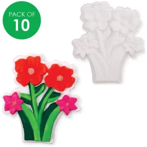 Plaster Flower Magnets - Pack of 10