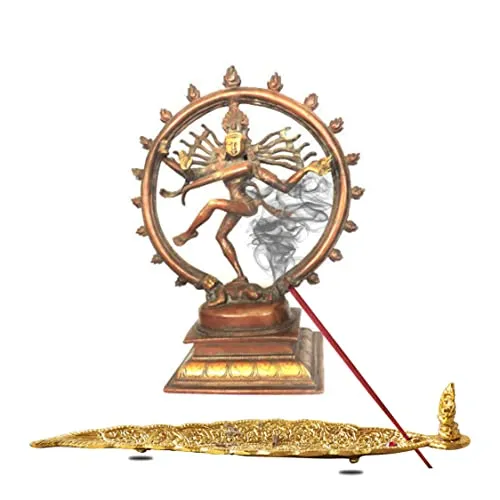 Pure Source India Aluminum Incense Holder & Ash Catcher Agarbatti Stand Featuring Ganesh Figurine (9x2 inch, Gold)