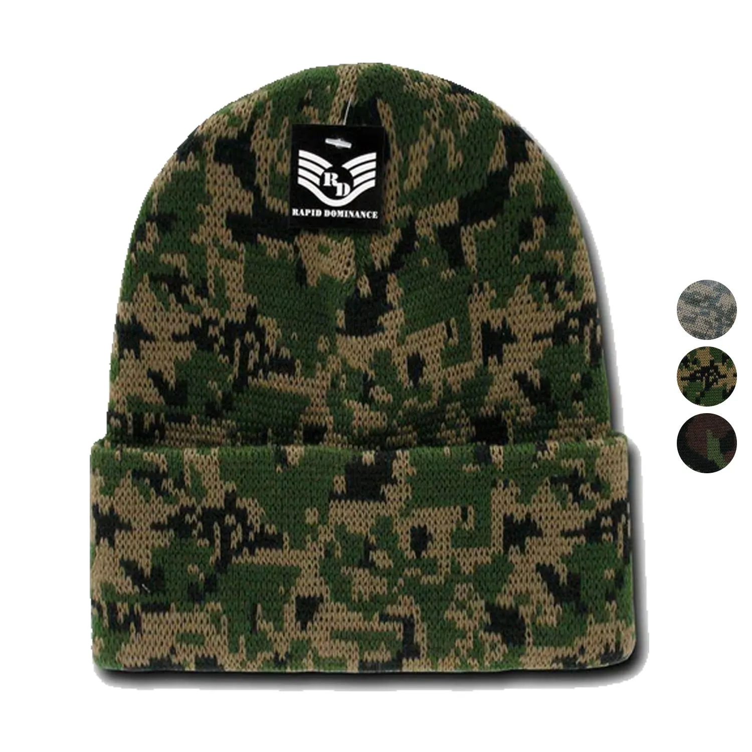 Rapid Dominance Military Camouflage Cuffed Beanies Knit Winter Watch Caps Hats