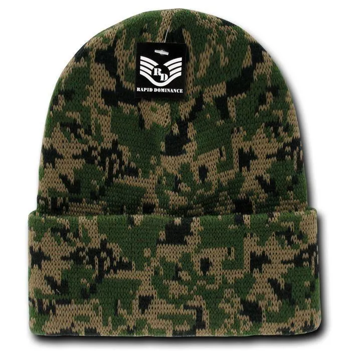 Rapid Dominance Military Camouflage Cuffed Beanies Knit Winter Watch Caps Hats