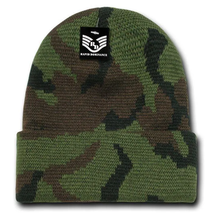 Rapid Dominance Military Camouflage Cuffed Beanies Knit Winter Watch Caps Hats