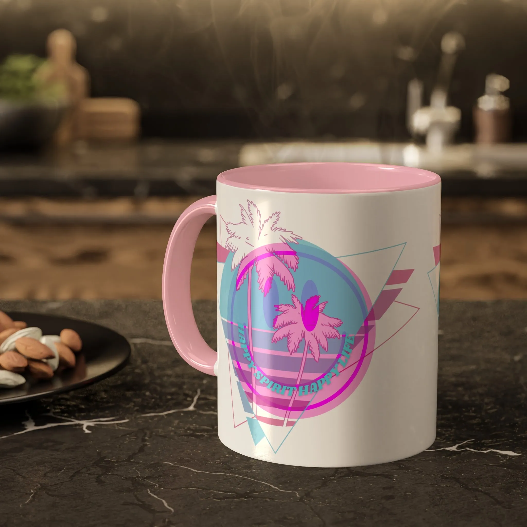 Retro Happy Spirit Happy Life Aesthetic Mug, Smile Face Mug, Trendy Coffee Mug, Tumblr Mug, Aesthetic Happy Life Gift, Aesthetic Mug