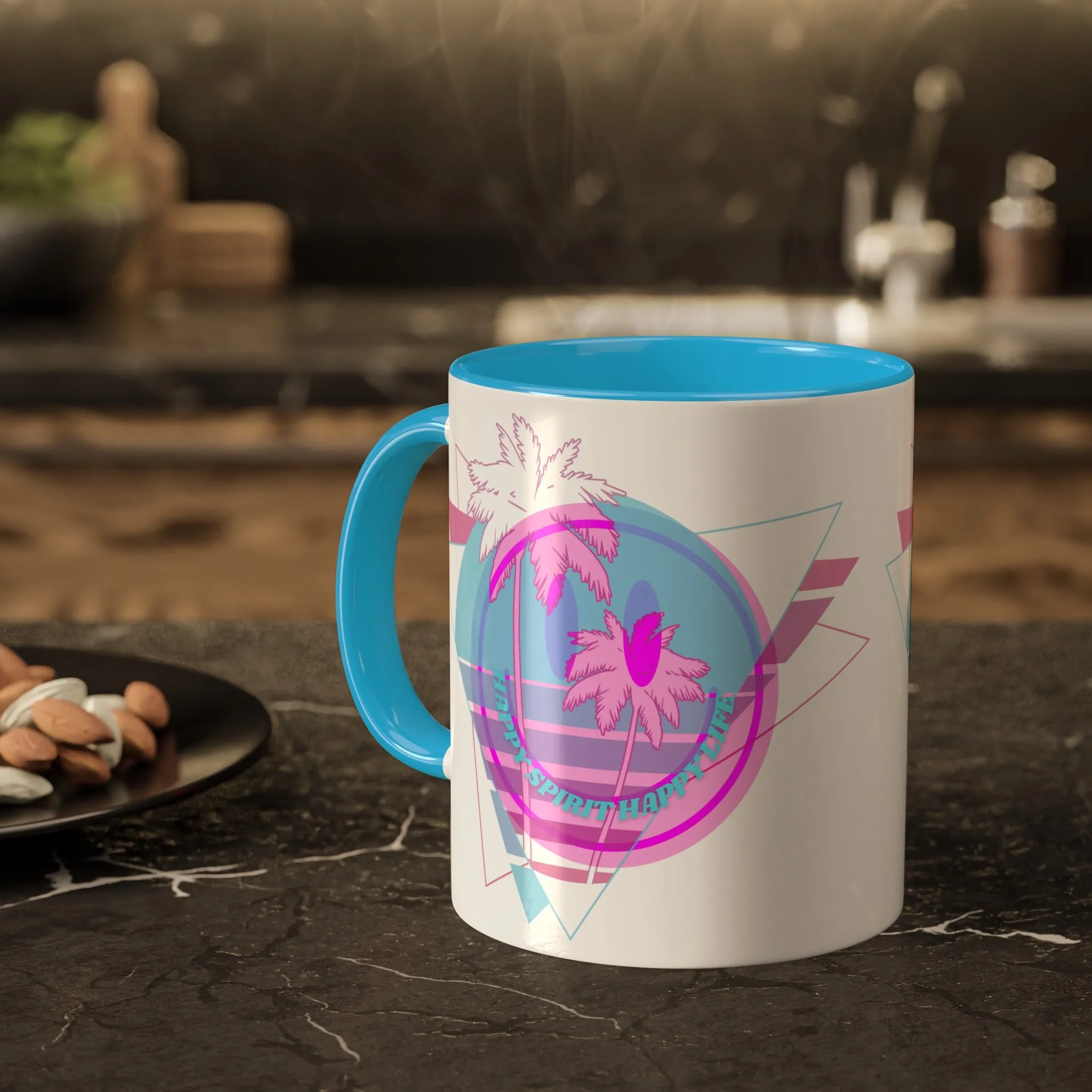 Retro Happy Spirit Happy Life Aesthetic Mug, Smile Face Mug, Trendy Coffee Mug, Tumblr Mug, Aesthetic Happy Life Gift, Aesthetic Mug