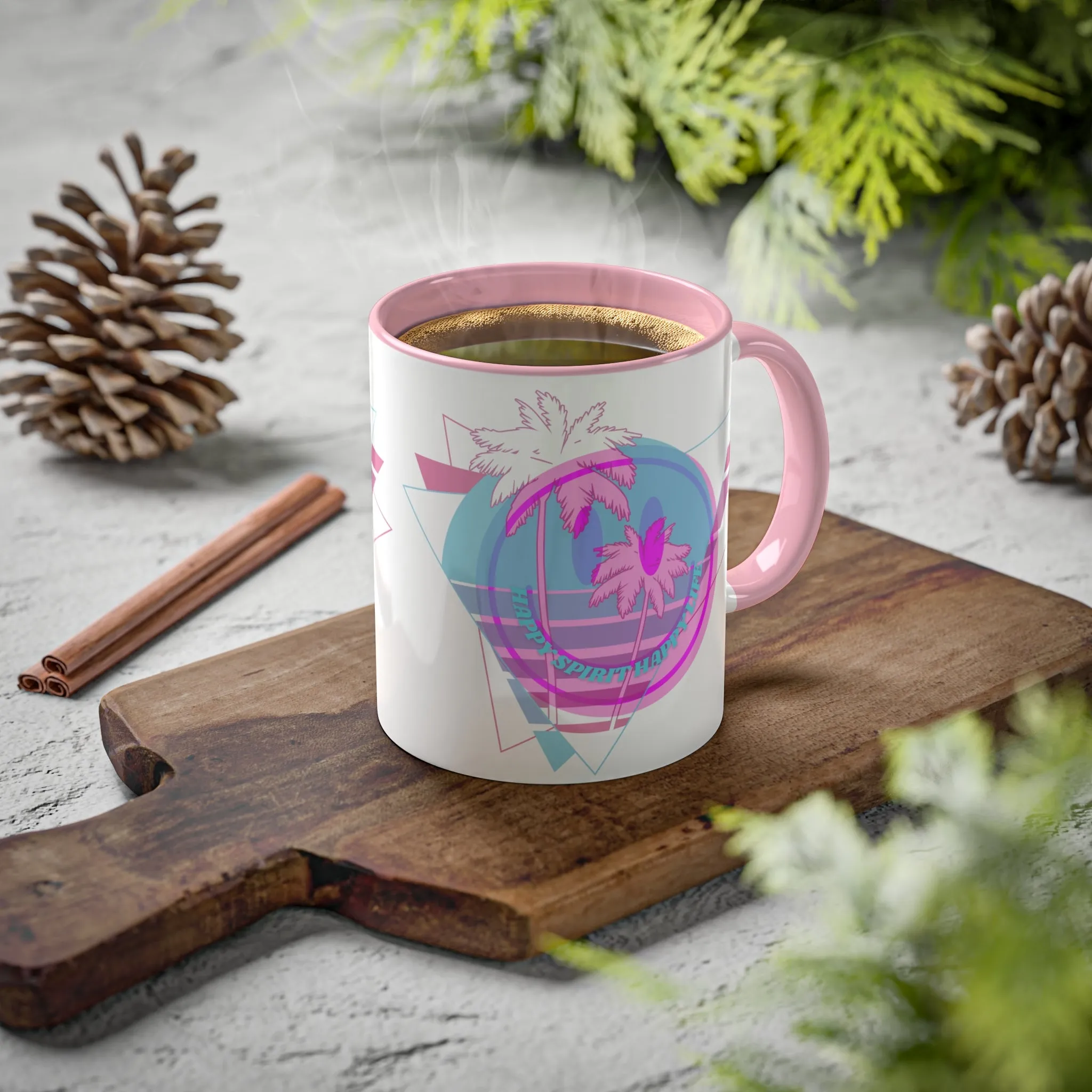 Retro Happy Spirit Happy Life Aesthetic Mug, Smile Face Mug, Trendy Coffee Mug, Tumblr Mug, Aesthetic Happy Life Gift, Aesthetic Mug