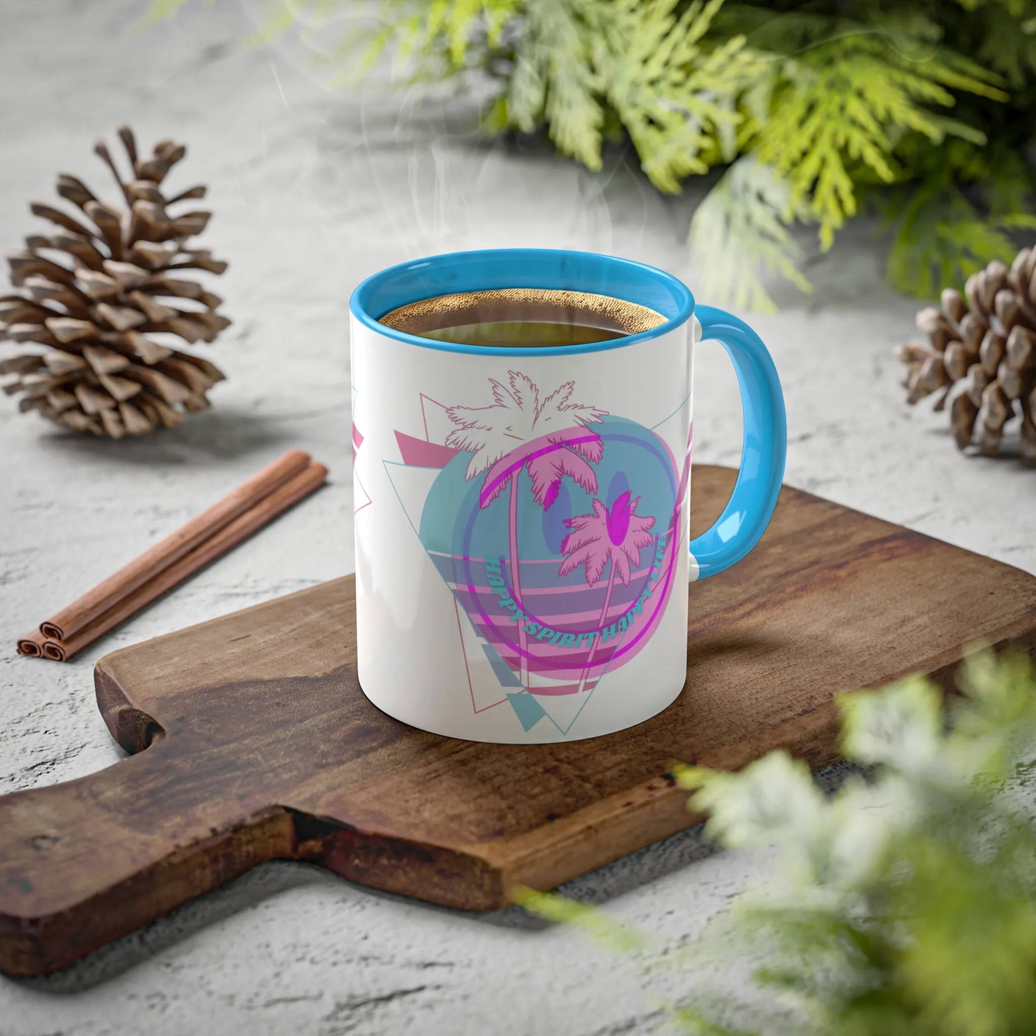 Retro Happy Spirit Happy Life Aesthetic Mug, Smile Face Mug, Trendy Coffee Mug, Tumblr Mug, Aesthetic Happy Life Gift, Aesthetic Mug