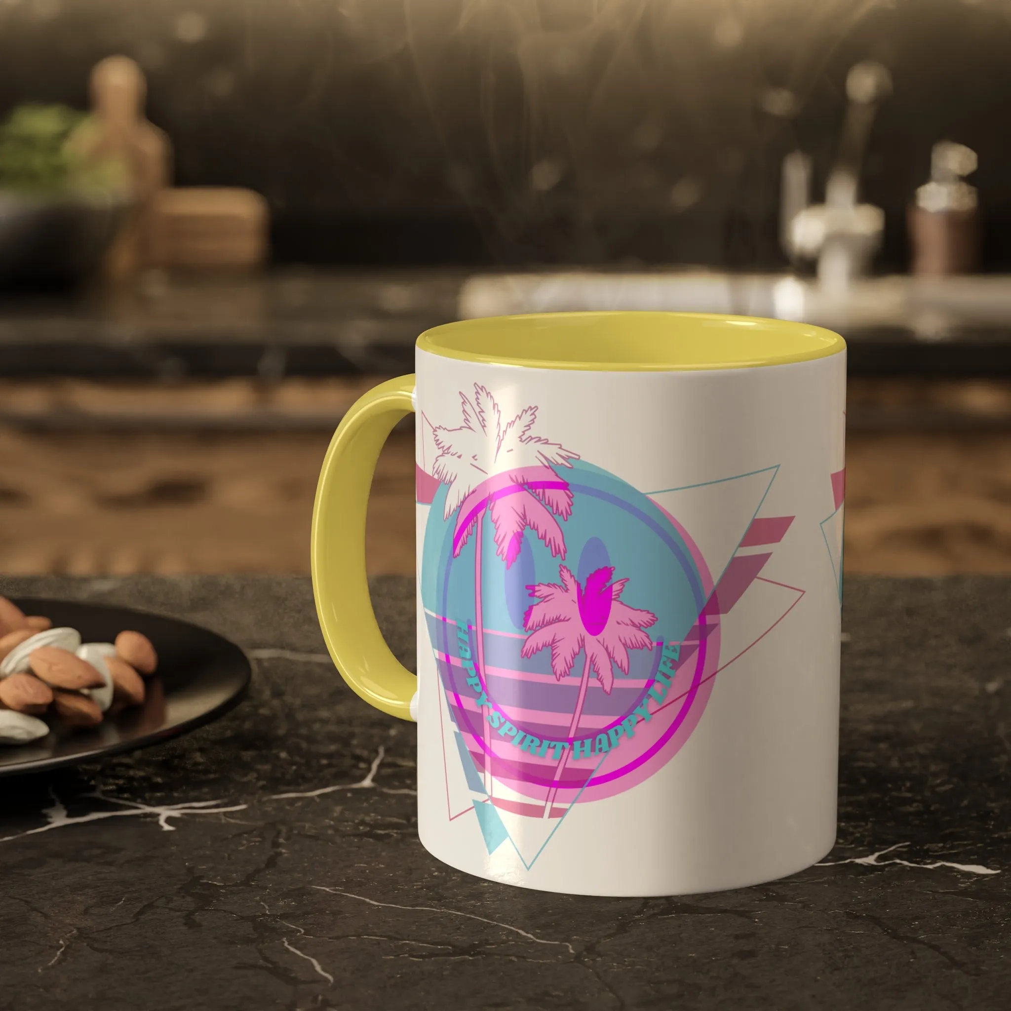 Retro Happy Spirit Happy Life Aesthetic Mug, Smile Face Mug, Trendy Coffee Mug, Tumblr Mug, Aesthetic Happy Life Gift, Aesthetic Mug