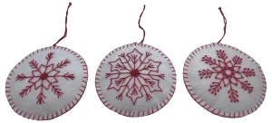 Round Felt Christmas Ornaments "Snowflakes"
