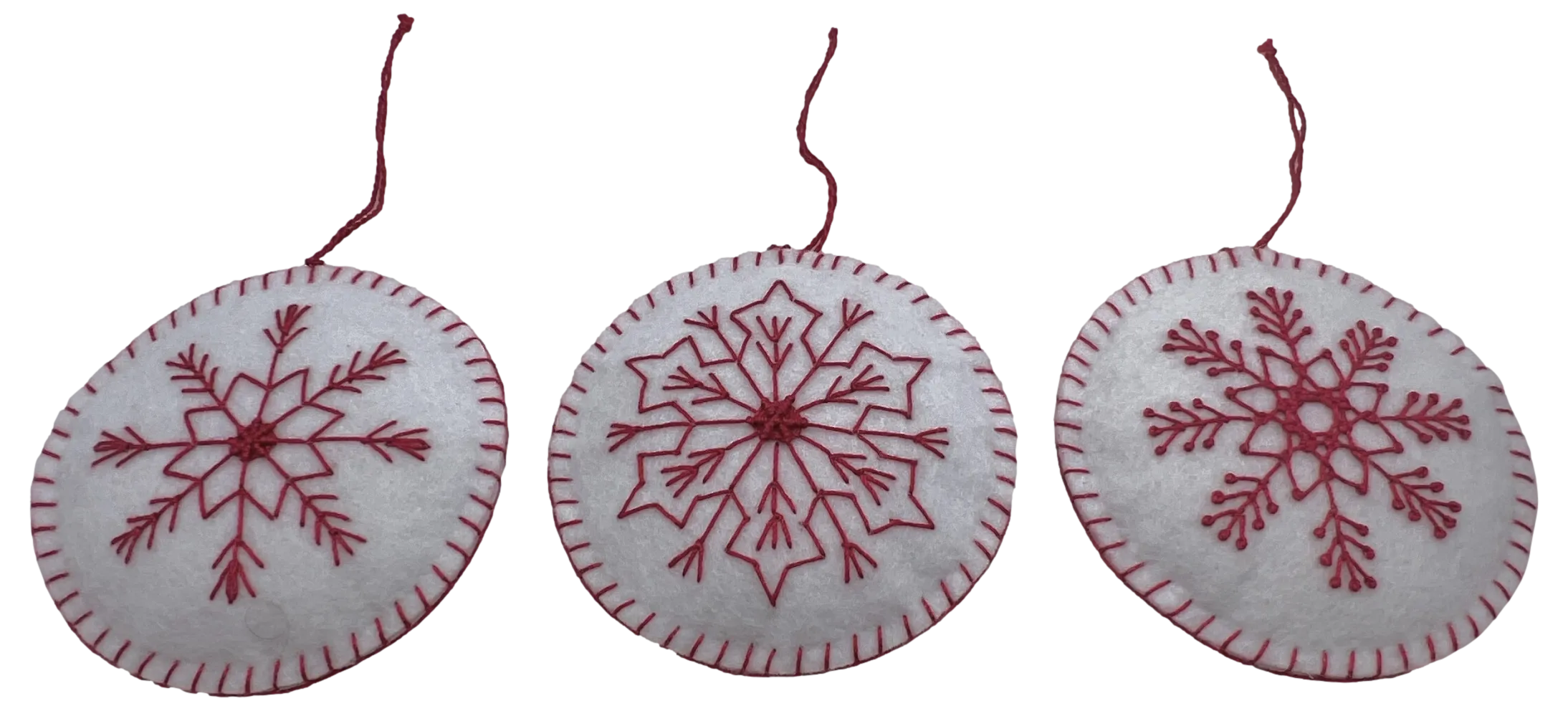 Round Felt Christmas Ornaments "Snowflakes"
