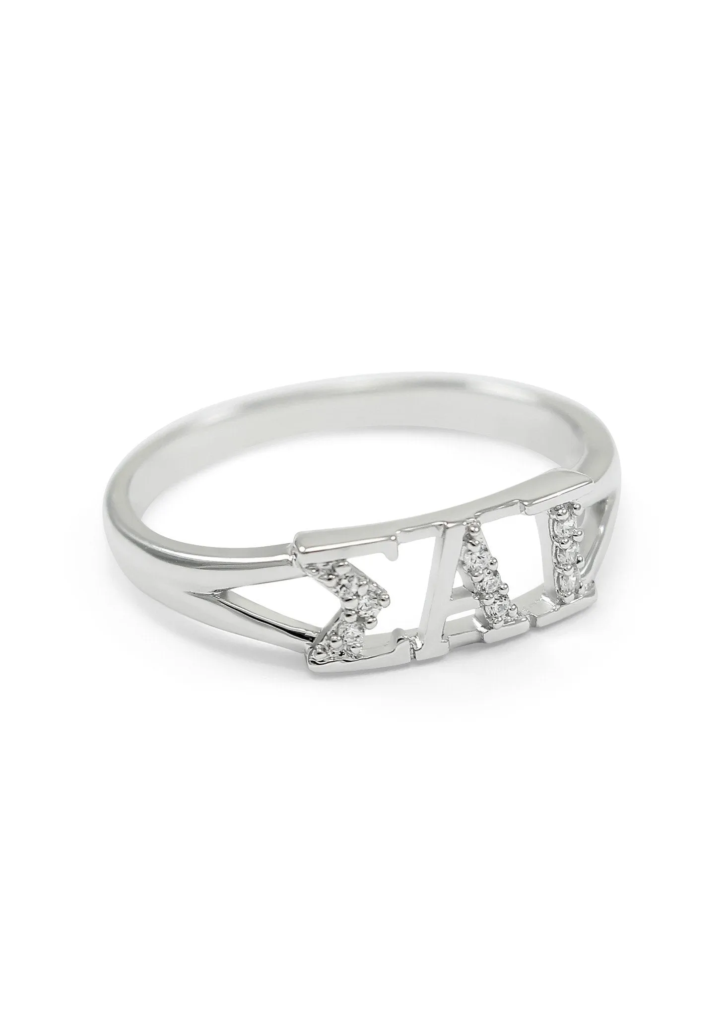 Sigma Alpha Iota Sterling Silver Ring with simulated diamonds