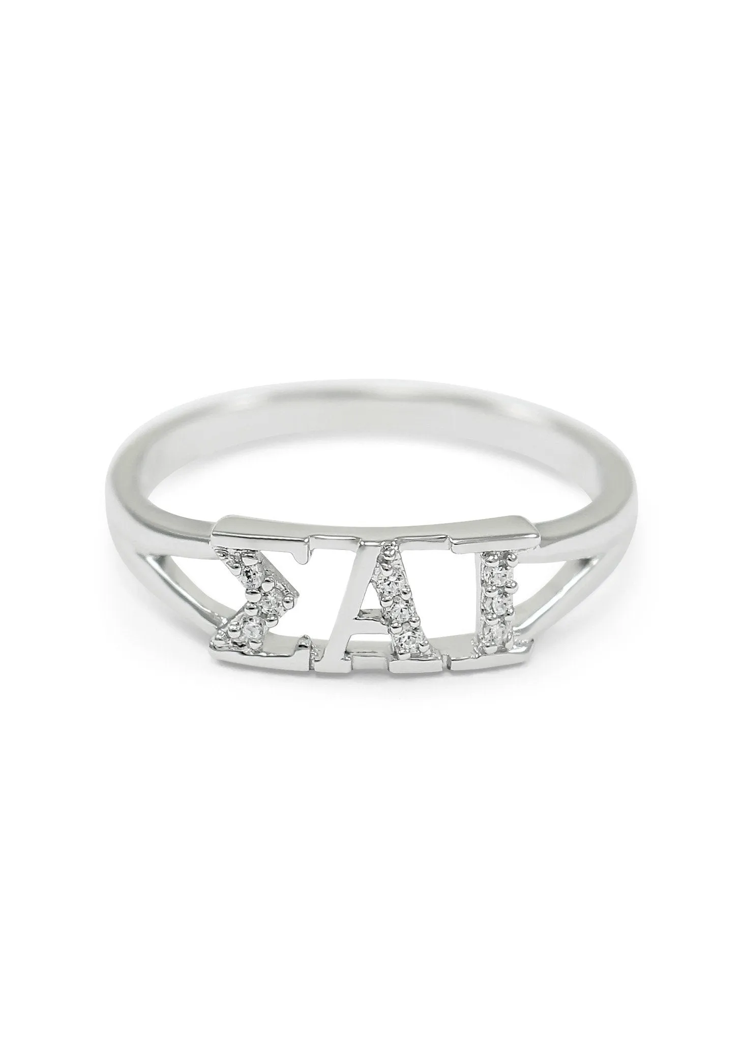 Sigma Alpha Iota Sterling Silver Ring with simulated diamonds