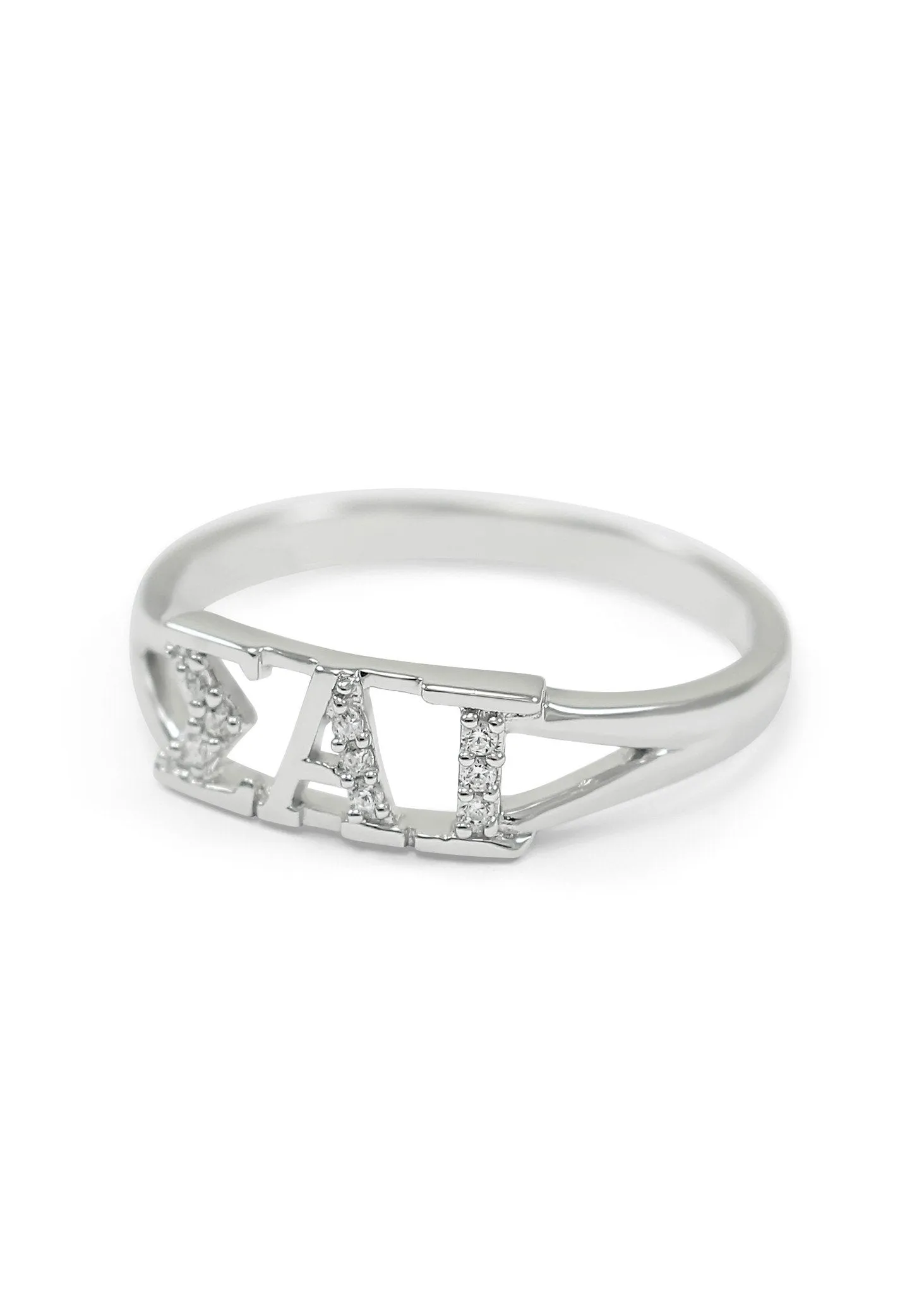 Sigma Alpha Iota Sterling Silver Ring with simulated diamonds