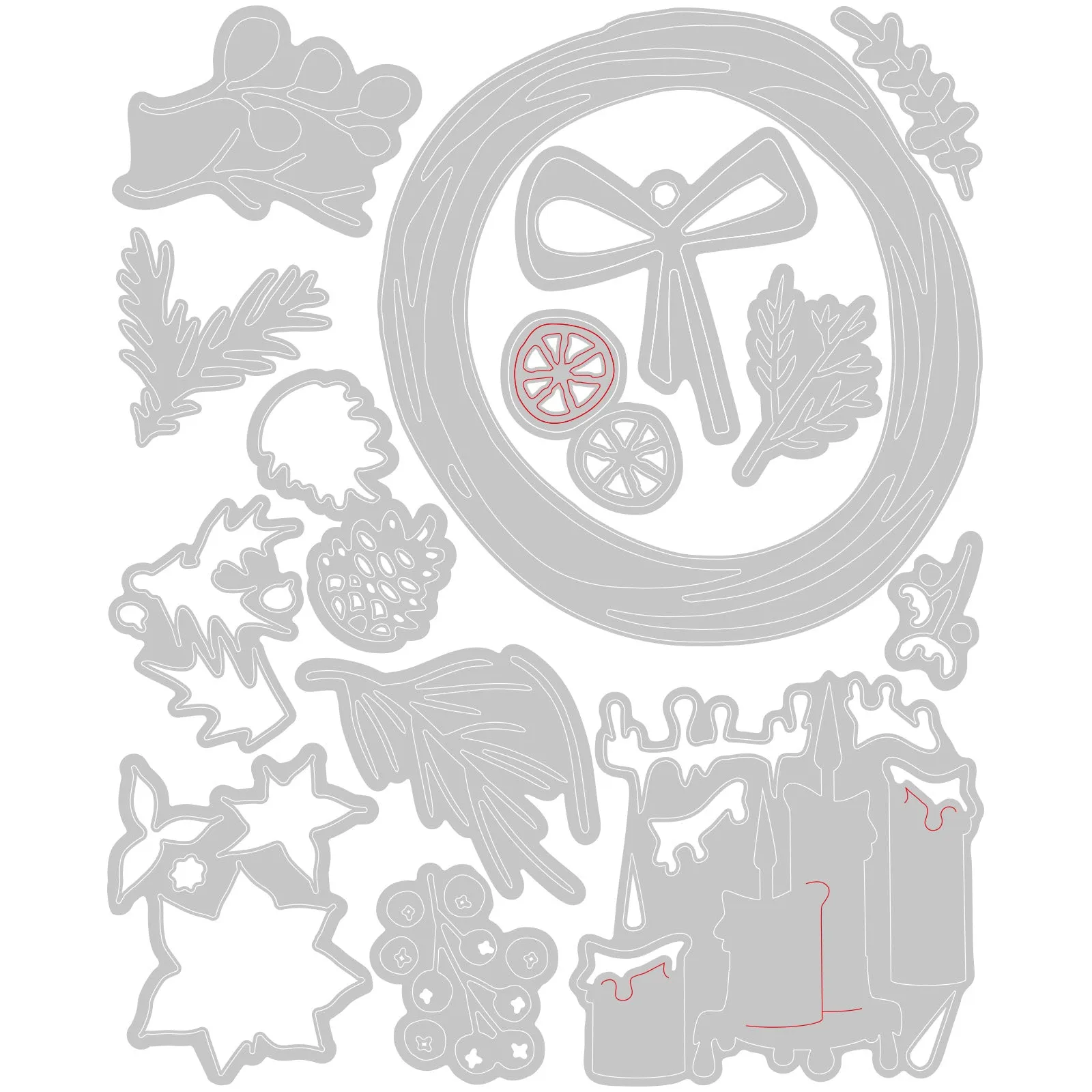 Sizzix Thinlits Die Set 14/Pkg By Tim Holtz - Vault Festive Wreath