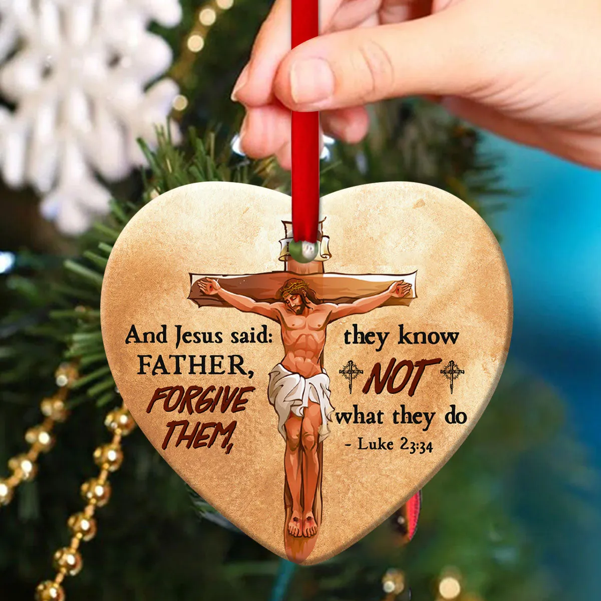 Special Cross Ceramic Heart Ornament - Jesus's Last Words - Unique Housewarming Gifts