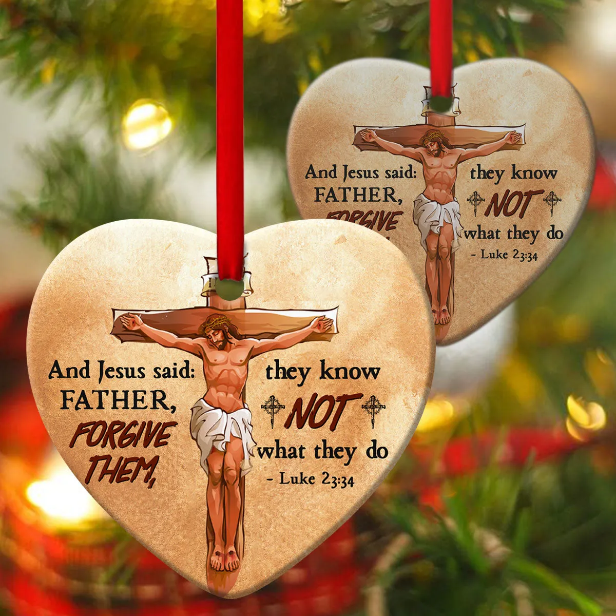 Special Cross Ceramic Heart Ornament - Jesus's Last Words - Unique Housewarming Gifts