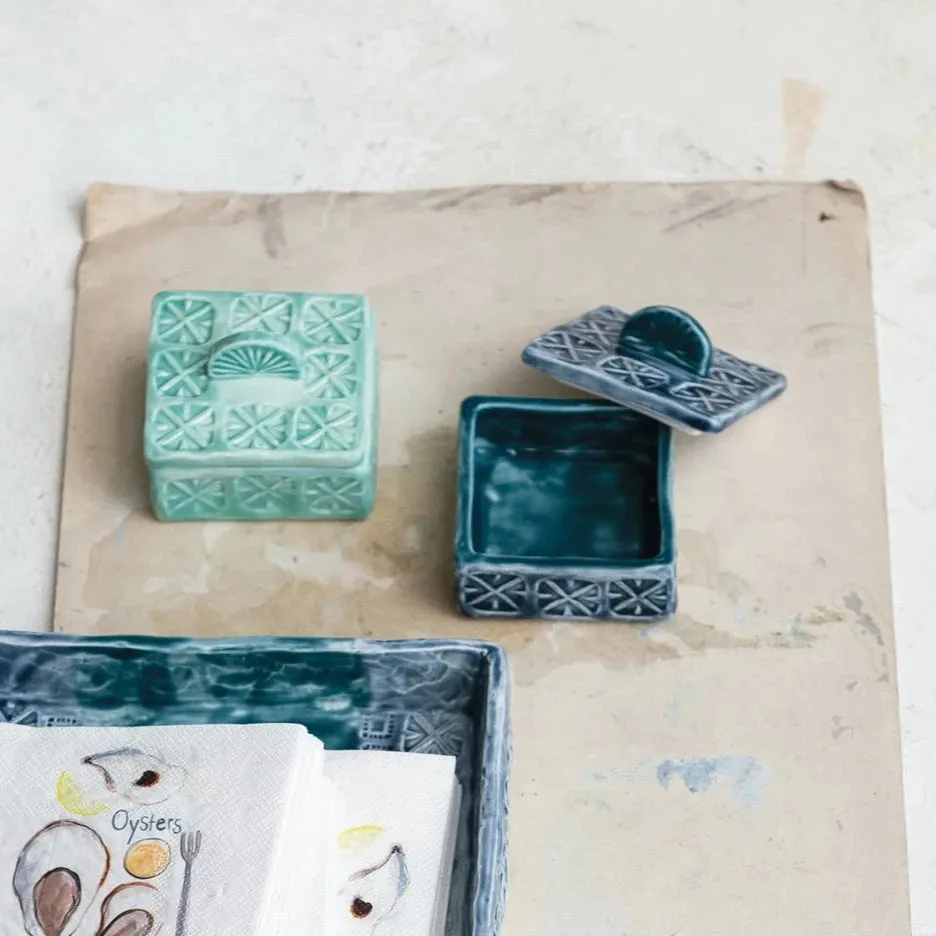 Stamped Stoneware Salt Cellar