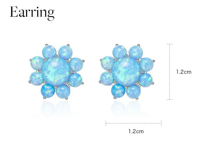 Sterling silver blue opal flower earring