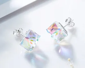 Sterling silver fancy cubic crystal earring