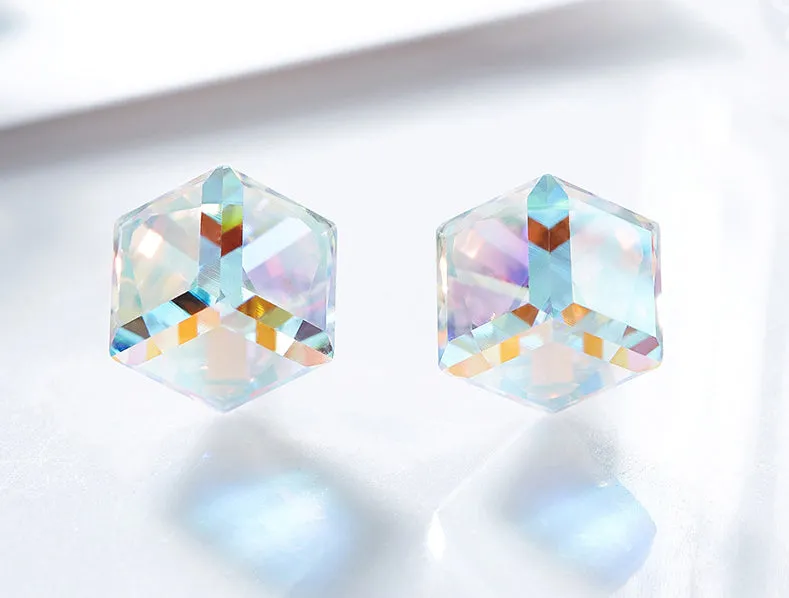 Sterling silver fancy cubic crystal earring