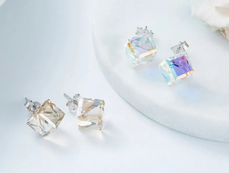 Sterling silver fancy cubic crystal earring