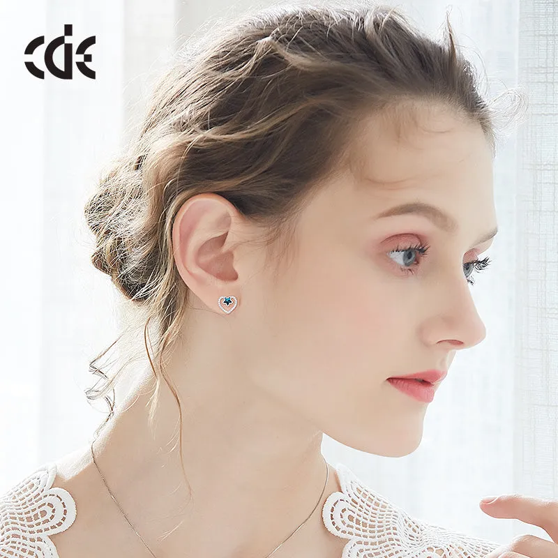 Sterling silver sapphire star in a heart earring