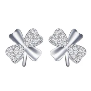Sterling silver shining clover leafs earring