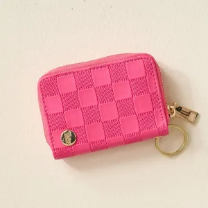 The Darling Effect Zip-Around Wallet - Hot Pink Check