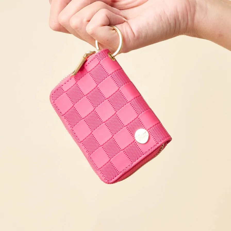 The Darling Effect Zip-Around Wallet - Hot Pink Check