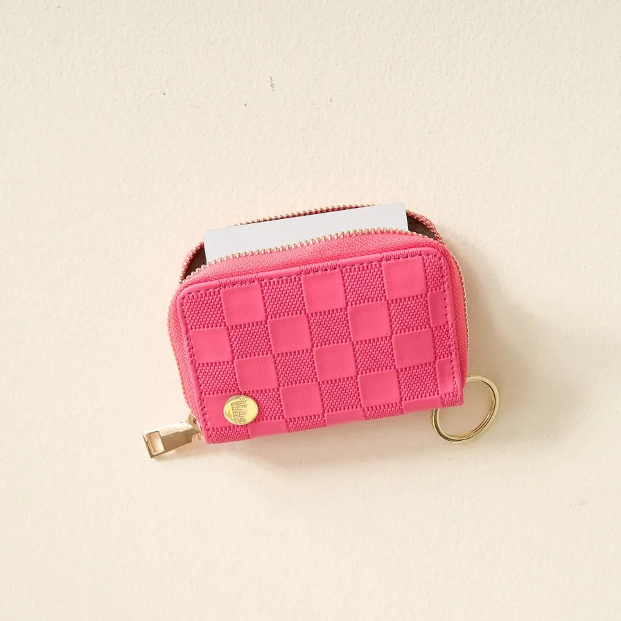 The Darling Effect Zip-Around Wallet - Hot Pink Check