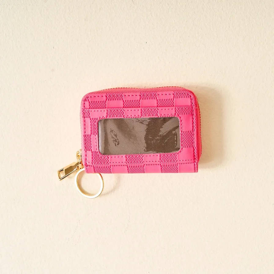 The Darling Effect Zip-Around Wallet - Hot Pink Check
